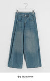 Lega Side Cut Wide Denim Pants