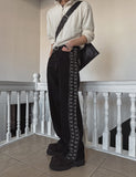 Pinata embroidery wide denim pants