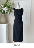 Morian Notch Shirring Span Sleeveless One Piece