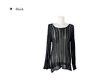 PT Diagonal Net One Shoulder Lip Neck Mesh Long Knit