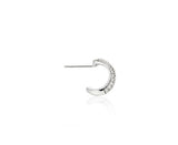 Claw Silver Half Pave Hoop Earrings