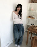 Kiny Adjust Pintuck Denim Pants