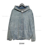light washed denim hooded jacket