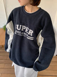 [unisex] Kiruko String Fleece Color Matching Lettering Sweatshirt