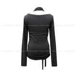 Corinne Halter Layered Strap Long Sleeve