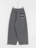 [BAONHAUS] Amoki check color matching fleece banding jogger pants