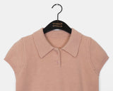 Ledo Collar Cut Button Short Sleeve Knit