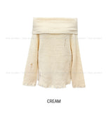 [wool 25%] Kae Damage Off-Shoulder Knit