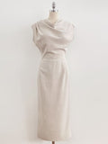 Celia Shirring Turdle Sleeveless Long One Piece