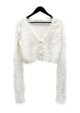 Winter V-neck Fur Crop Cardigan