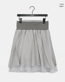[MADE] Ruri Stripe Color Matching Banding Chiffon Double Midi Flare Skirt