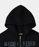 DOODLE HEART WAFFLE ZIP UP HOODIE