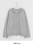 Giten Color Wool Hood Zip-Up Knit Cardigan
