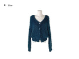 Zion Angora V-neck Loose Fit Knit Cardigan