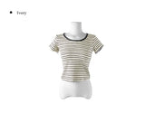 Boda Stripe Color Matching Daily Short Sleeve T-shirt