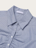 (W) Geek Shirring Striped Shirt