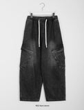 [unisex] Lumi banding snap wide cargo denim pants