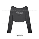 Little Lettering Boat Neck Crop Long Sleeve