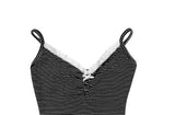Essen Stripe Shirred Ribbon Lace Sleeveless