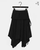 Piu Folding Diagonal Unbalance Midi Skirt