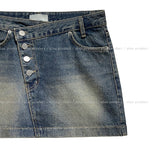 Hardy Unbalanced Button Low Denim Mini Skirt