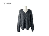 Hearts Cable Loose Fit Wool V-Neck Knit