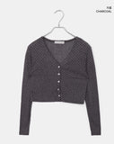 Lining Dot V-neck See-through Crop Cardigan