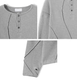 Tove Waffle Henley Neck Long Sleeve