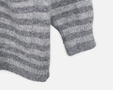 Levin Stripe Drop Knit Fur Hooded Cardigan