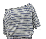Multi stripe strap off-shoulder short sleeve