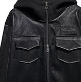 [LANARCH] Noble Leather Pocket Hooded Zip-Up