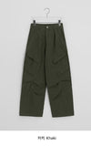 Ninteco Curved Cotton Cargo Wide Pants