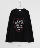 [unisex] Poneki heart printing mesh over knit tee