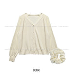 Smoothie Raglan Semi-Crop Cardigan SET - Scrunchie, Cardigan