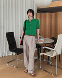 Summer double pleated wide slacks