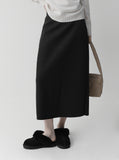 Brushed Banding Back Silt Long Skirt