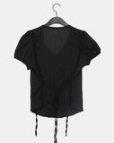 Pulleu Strap Punching Puff Blouse