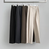 Clip Rayon Blend Span Pin Tuck Wide Slacks Pants