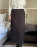 Litten brushed banding H-line slit long skirt