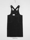 Konuki Pocket Denim Suspenders Long One Piece