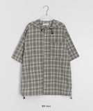 [unisex] Imeo Check Short Sleeve Hood Shirt