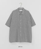 [Unisex] Tevin Check Seersucker Short Sleeve Over Shirt