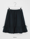 [BAONHAUS] Radonme Shirring Fringe Banding Midi Skirt