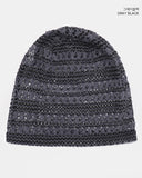 Stripe Punching Mesh See-Through Beanie