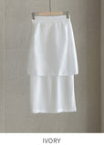 Bless Slit H-Line Mesh Banding Long Skirt