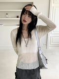 Bru sleeveless layered see-through ribbed long sleeve knit