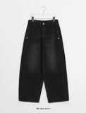 Gelott Stripe Carpenter Denim Balloon Wide Pants
