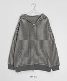 Kidenko Two Way Stripe Over Knit Hood Zip-Up