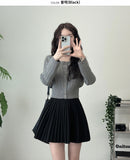 Pleated Wool Mini Skirt