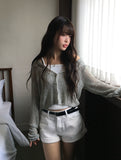 Gala See-Through Hood Crop Knit Cardigan